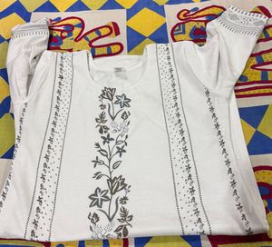 Elegant White Floral Print Kurta