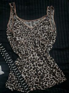 Vintage Y2K Leopard Print V-Neck Tank Top