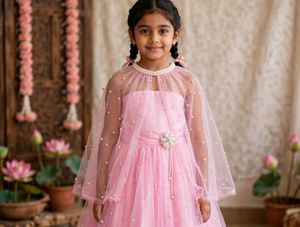 Stunning Pink Pearl Embellished Gown