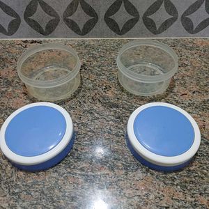 Set of 2 Blue &amp; White Celloware Containers/ Tiffin