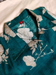 Stylish Teal Floral Sleeveless co-ord set