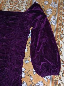 Purple Velvet Ruched Mini Dress