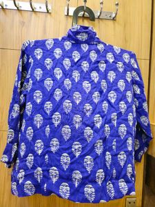 Vibrant Blue Block Print top