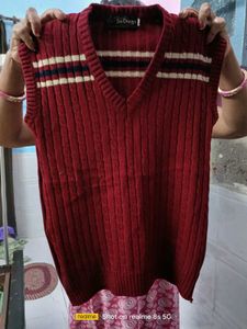 Men's Maroon V-Neck Sweater Vest