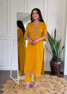 Yellow Kurta Set with Embroidery