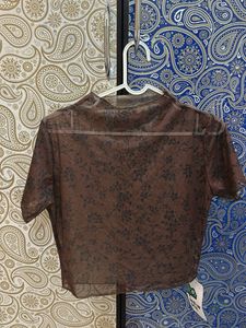 Sheer Floral Mesh Crop Top