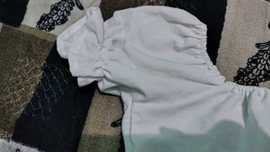 White Puff Sleeve Crop Top