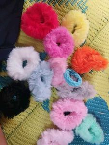 Fluffy Furry Scrunchies - Pack of 10