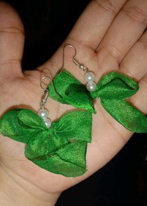 Combo of Green Bow & Pearl Earrings