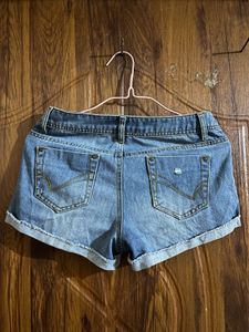 Sparkling Embellished Denim Shorts
