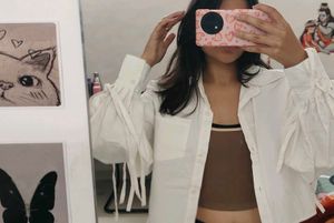 White Cropped Shirt with Balloon Sleeves BRAND NEW