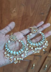 Elegant Kundan Pearl Drop Earrings