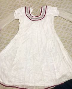 White Suit With Hot Pink Dupatta &amp; White Sulvar