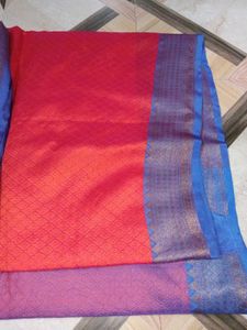 Vibrant Pink and Blue Silk Saree