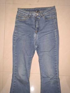 Flared Blue Denim Jeans