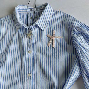 Cute Striped Shirt with beaded Starfish Detail🎀✨️
