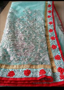 Embroidered Net Saree