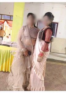 Elegant Pink Saree with Ruffled Sleeves