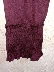 ZARA Burgundy Smocked Crop Top