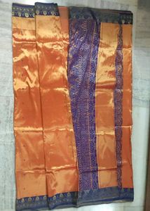 orange wedding tissue Banarasi silk saree