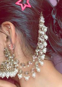 Exquisite Pearl &amp; Kundan Jhumka Set