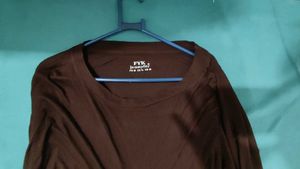 Brown Cropped Long Sleeve Top