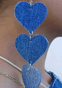 Denim Heart Pearl Earrings💙