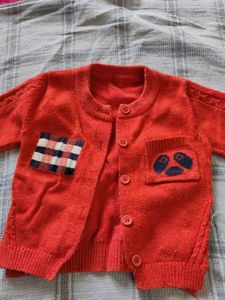 Orange Cardigan with Patch Detail