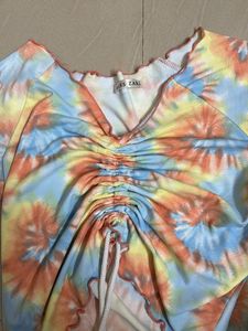 Cute Tie-Dye Ruched Crop Top