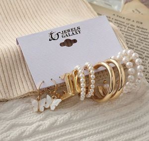 Chic Pearl & Gold Hoop Earring Set of 5