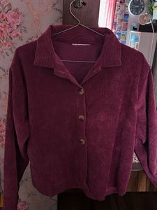 Burgundy Corduroy Collared Shirt