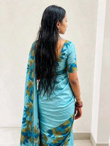 Beautiful Blue Floral Saree