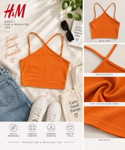 H&M Orange Cropped Tank Top