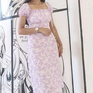 Pretty Lavender Floral Midi Dress