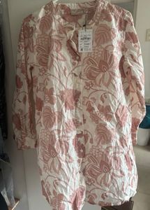 Pink Floral Cotton Kurta with tags