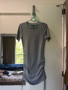 H &amp; M Grey Ruched T-Shirt Dress