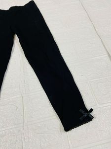 Black Leggings with Bow Detail