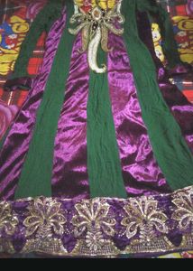 Elegant Purple and Green Embellished Kurta