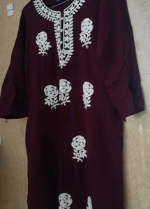 Burgundy Embroidered Kurti🎉❤️
