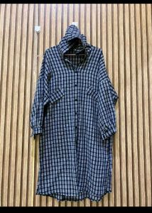 Checkered Hooded Long Shirt Dress