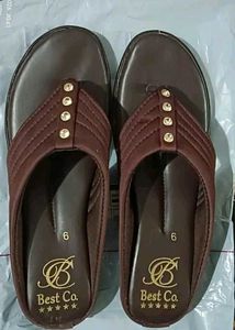 Stylish Brown Embellished Flip-Flops