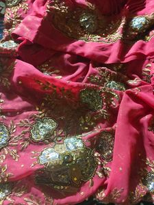 Embroidered Rust Saree