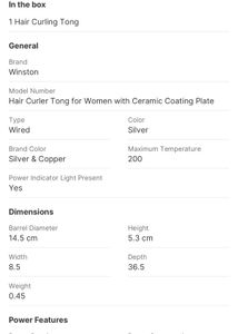 Winston Hair Curler Tong for Women with Ceramic Co