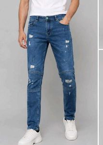 Men's Distressed Blue Denim Jeans