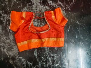 Rich Orange-Red with Gold Borders blouse