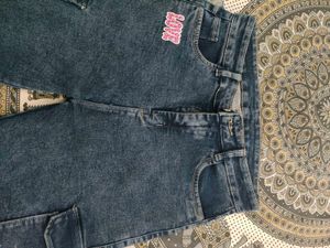 Blue Cargo Jeans with Patches