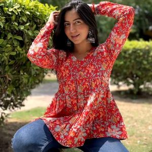 Floral Printed Desi Short Kurta