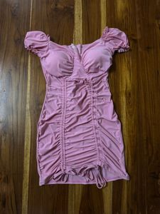 Chic Pink Ruched bodycon mini Dress