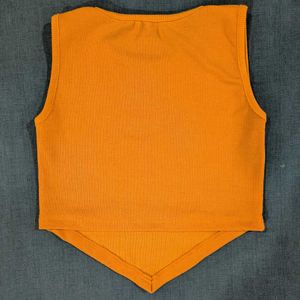 New Ribbed Orange Cropped Tank Top