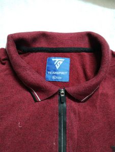 Men's Red Zip Polo T-Shirt